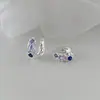 Pendientes Asimétricos de Plata Elegantes de Lujo Ligero para Mujer Verano Nuevos Pendientes de Circonita Coloridos Dopamina Pendientes de Gama Alta