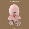 Chapéu Gorro Quente de Outono e Inverno para Bebês Meninas Chapéu de Lã Chapéu de Tricô Cachecol Masculino Proteção de Orelha Espessada Chapéu Infantil Tudo-em-Um