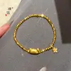 Puzuoqiang Protetor de Cor Dourado Areia Flor de Pessegueiro Baguete Gato Dançando Pulseira de Contas Pulseira Doce Desenho Animado Versátil Camada Pulseira de Contas