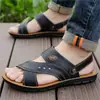 Sandalias Casuales Transfronterizas Temu para Hombre 2025 Nuevas de Cuero Genuino Suela Gruesa de Verano Antideslizantes Resistentes al Desgaste Talla Grande