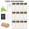 Conjunto de Garrafas de Temperos para Exportação Mais Vendido com Tampa de Bambu e Tampa de Madeira de Acácia, Conjunto Combinado de Saladeira de Pimenta para Cozinha e Pote de Vidro para Especiarias