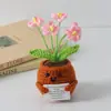 Flor de Tricô de Energia Positiva Transfronteiriça Planta em Vaso Produto Acabado Fio de Lã Flor de Simulação Ornamento de Mesa Boneca de Cartão de Mão