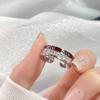 Anillo abierto con goteo de aceite rojo para el año de nacimiento, estilo frío, personalidad de alta calidad, anillo apilado de moda que combina con todo para mujeres