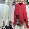 Suéter de Cuello Alto con Dobladillo Irregular de Diseño Nuevo 2025 para Mujer, Top de Punto Suave de Nicho Holgado y Elegante