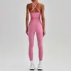 E-commerce transfronteiriço Conjunto de roupas de Yoga atacado Colete esportivo Roupa íntima Calças compridas de cintura alta Bumbum pêssego Fitness yoga 0568