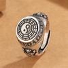 Anel de Nove Palácios do Bagua Retrô de Nicho Atacado Anel de Prata Taoísta Masculino Anel Largo Personalizado Tendência Masculina