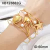 Pulseira Aberta de Aço Inoxidável Banhada a Ouro Estilo Europeu Pulseira de Concha do Mar Estrela do Mar Pérola Estilo Retro Luxo Leve Estilo de Férias