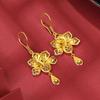 Aretes de pavo real de pantalla abierta de oro arena, moda para mujer, temperamento simple, gota para la oreja, oro simulado, aretes de gancho para la oreja, venta al por mayor