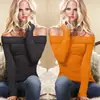 Roupas Femininas Aliexpress Outono e Inverno Exportação Novo Gola de Uma Linha Ombro a Ombro Elástico Slim Camiseta Básica Top para Mulheres