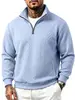 Sudadera con cremallera a media altura y cuello alto, color liso, jacquard, para hombre, otoño e invierno, informal, de peso pesado, manga larga, jersey