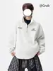 Marca de moda americana popular Sudadera con media cremallera para hombre Otoño e Invierno Terciopelo Moda Manga Larga con Capucha