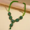Collar de Cadena para Suéter con Colgante de Lágrima de Vidrio Acrílico con Pedrería Estilo Europeo y Americano Estilo Étnico Vintage Lujo Ligero Gama Alta