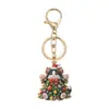 Pingente Chaveiro Gato de Natal Animal Fofo Porcelana Azul e Branca Metal Charme para Bolsa Feminina Pingente para Mochila Acessórios DIY
