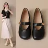 Zapatos Mary Jane estilo francés, zapatos planos blancos para mujer, nueva colección primavera-verano 2026, suaves y elegantes, adecuados para combinar con faldas, zapatos planos de cuero