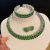 Arete y Collar de Flor de Pedrería Geométrica Gota de Agua Transfronterizo Europeo y Americano Estilo Palacio Retro Conjunto de Joyería de Lujo Ligero de Moda para Mujer