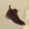 ¡Diseño de Nicho! Muy Bonitos ~ Botines Franceses con Cordones Delanteros Botas Retro de Tacón Bajo