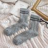Calcetines de Lana Trenzada Estilo Japonés Otoño e Invierno para Niños Estilo Coreano Retro Ins Estudiante de Dos Barras Gruesos Cálidos de Media Caña Apilables
