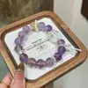 [Qiaoen] Pulsera de Zorro Hada de Amatista Natural y Cristal Blanco Pulsera con Sentido de Diseño de Joker Libro Rojo de la Fortuna Lote