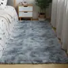 Alfombra Tie-Dye de Lana de Seda Estilo Nórdico Dormitorio Balcón Ventana Saliente Degradado Pelo Largo Gruesa Felpudo Amazon Comercio Exterior Mayorista