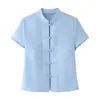 Roupas Europeias e Americanas para Mulheres Transfronteiriças Za Aliexpress Venda Quente Simples e Versátil Nova Camisa Estilo Chinês com Detalhes de Nó