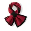 Bufanda de punto de cachemira 100% nueva para otoño e invierno para mujer, estilo corto, protección cálida para el cuello, diseño de bloques de color, calentador de cuello pequeño perforado de moda