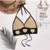 Ropa Exterior de Encaje con Espalda Descubierta y Cordones, Cuello en V, Top de Punto Tubular, Sujetador Halter, Envoltura para el Pecho, Parte Superior de Bikini para Mujer