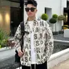 Camisa de Manga Larga Estampada Nuevo Diseño Otoño Estilo Japonés Retro Tendencia Estampado Letra Desgastada Sensación Camisa Casual Completa