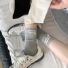 Calcetines modernos sin costuras a media pantorrilla para mujer con diseño de concha, calcetines grises versátiles de moda para primavera y otoño