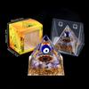 Adorno de Pirámide de Bola de Cristal Natural, Pieza de Decoración para el Hogar de Grava de Cristal Recubierta de Resina, En Caja