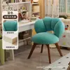 Taburete de maquillaje estilo crema para uso doméstico, silla de tocador para dormitorio de niñas, silla de ocio estable y sin tambaleos para apartamentos de alquiler, silla simple con forma de pétalo