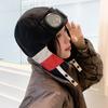 Gorro Lei Feng de Pana con Combinación de Colores de Invierno Set con Gafas a Prueba de Viento Desmontables Gorro de Piloto Cálido para Exteriores Protección para los Oídos