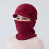 Mono de bufanda de piel de conejo para madres de mediana edad y ancianos, bufanda de sombrero de lana con felpa para invierno de niños y ancianos para mantenerse abrigado