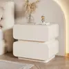 Mesa de Cabeceira Sólida na Cor Creme, Armário de Armazenamento Minimalista para Quarto Estilo Italiano, Mesa de Cabeceira Simples Moderna de Chão Totalmente Montada