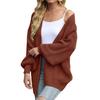 Amazon Comércio Exterior Cardigan de Lã Grossa com Manga Lanterna Feminino Outono e Inverno 2023 Novo Suéter Tricô com Bolsos Jaqueta Feminina