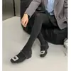 Zapatos planos Mary Jane de tamaño pequeño, inspirados en Chanel, con punta cuadrada, adornados con pedrería, que aumentan la altura y son peludos, para mujer, perfectos para otoño e invierno, con tacón grueso y forro de felpa