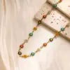 Collar de Acero de Titanio Yunyao con Flor de Margarita de Colores para Mujer Cadena de Clavícula Pulsera Dopamina Dulce y Fresca de Oro de 18 Quilates