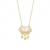 Collar con candado de seguridad Ruyi para Mujer verano plata de ley lujo ligero nicho candado de longevidad colgante de calcedonia blanca regalo de cumpleaños para novia