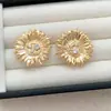 Pendientes de Metal con Circonita de Girasol de Moda y Alta Gama para Mujer, Pendientes Retro Trendy de Lujo Ligero Estilo Ins para el Día a Día