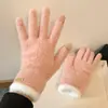 Guantes Cálidos de Felpa de Cinco Dedos de Color Sólido Casual para Mujeres en Invierno, Versátiles para Ciclismo, Cortavientos y a Prueba de Frío, Pantalla Táctil Estudiantes