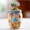 Maceta Popular de Suculentas con Forma de Hongo Dibujo Animado Simple Cerámica de Gres Linda Decoración de Escritorio para el Hogar Maceta de Suculentas