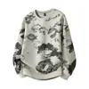 Acu Roupa Masculina Moletom Gola Redonda Estampa de Lábios para Homem 2026 Outono Novo Estilo Textura Divertida Solto Tendência Marca Camisa Jaqueta Esportiva