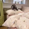 Juego de ropa de cama de cuatro piezas de gasa de doble capa transpirable 100% algodón Clase A, funda de edredón de algodón puro, juego de sábanas de tres piezas, juego de ropa de cama estilo ins