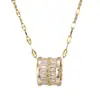 Collar de Acero de Titanio de Cintura Pequeña que No se Desvanece, Moderno y Versátil, Microincrustado con Cuentas de Transferencia de Circonita, Collar de Cadena para Clavícula