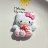 Gato e Filhote Branco Brilhante Acessórios de Resina DIY Capa de Celular Cola Creme Patch Protetor Material Colar