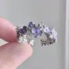 Anillo Ajustable Popular Estilo Hada Flor Esmaltada Circonita para Mujer, Anillo Único de Nicho Estilo Coreano Lujo Ligero Gama Alta