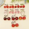 Set Mixto de 12 Tipos de Frutas Realistas Colgantes de Cereza de Resina 3D con Hojas Individuales/Dobles Accesorios para Pulseras y Llaveros DIY