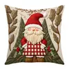 Nova Capa de Almofada de Natal com Estampa de Boneco de Neve e Rena em Desenho Animado, Capa de Almofada Decorativa Fofa de Pelúcia Curta para Festas