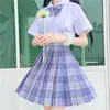 Uniforme jk falda otoño básico conjunto completo de falda a cuadros camisa manga corta corbata de lazo conjunto completo de estilo universitario japonés