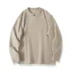 Nueva camiseta de punto de manga larga para hombre de otoño, con rayas, cuello Henley de un botón 13690