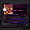 Tijeras de belleza para mascotas de 7.0 pulgadas color negro galvanizado 5 dientes de corte recto tijeras de corte curvo tijeras de hueso de pescado peine de fila en stock